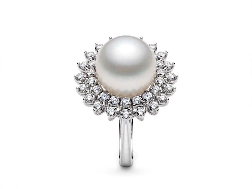Anel em Ouro 18k com Diamante e Pérola