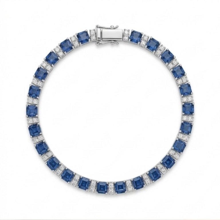 Pulseira em Ouro Branco 18k com Safira