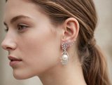 Brinco em Ouro Branco 18k com Diamante e Pérola — vista 2