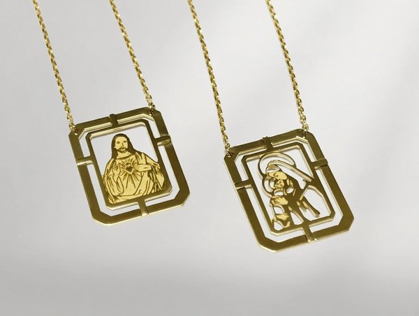 Escapulário Coração em Ouro Amarelo 18k