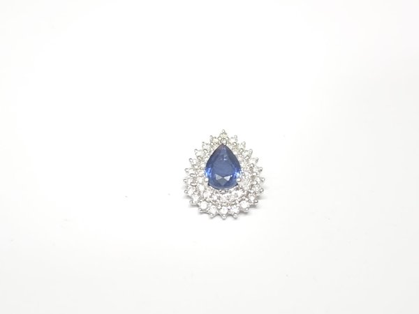 Pingente em Ouro Branco 18k com Diamante e Safira