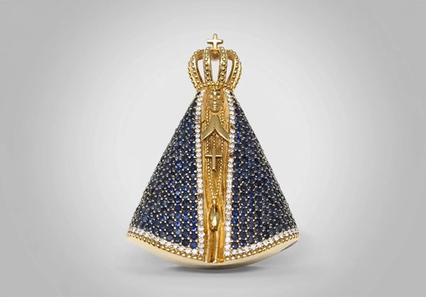 Pingente em Ouro Amarelo 18k com Diamante e Safira