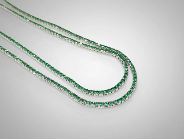 Colar Riviera em Ouro Branco 18k com Esmeralda