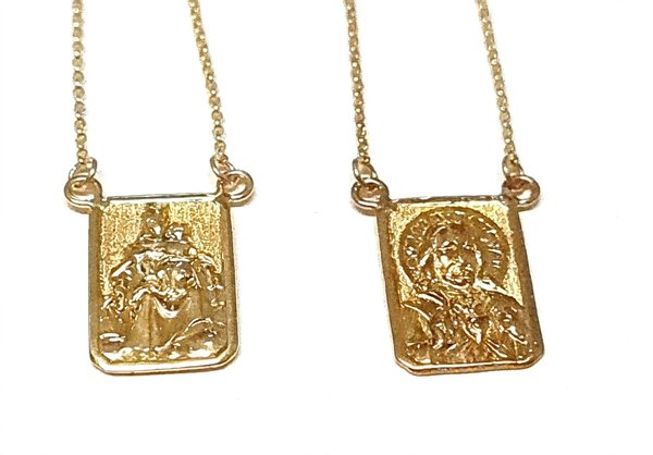 Escapulário Elo Português em Ouro Amarelo 18k
