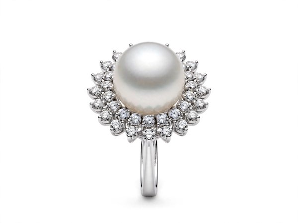 Anel em Ouro 18k com Diamante e Pérola