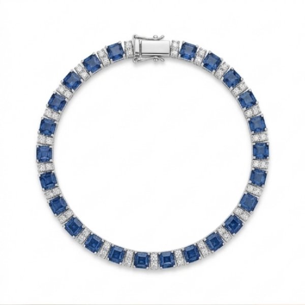 Pulseira em Ouro Branco 18k com Safira