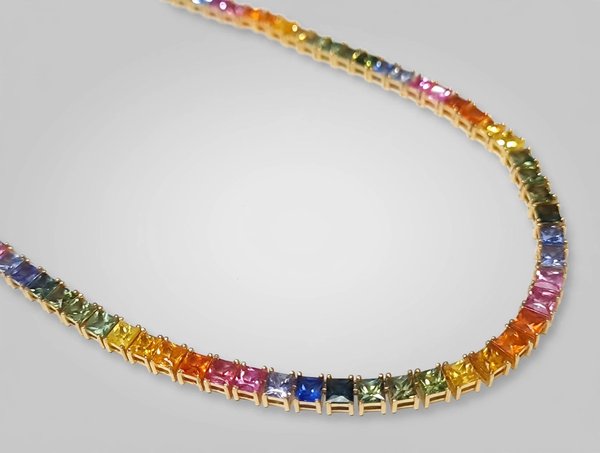 Colar Riviera em Ouro 18k com Safira
