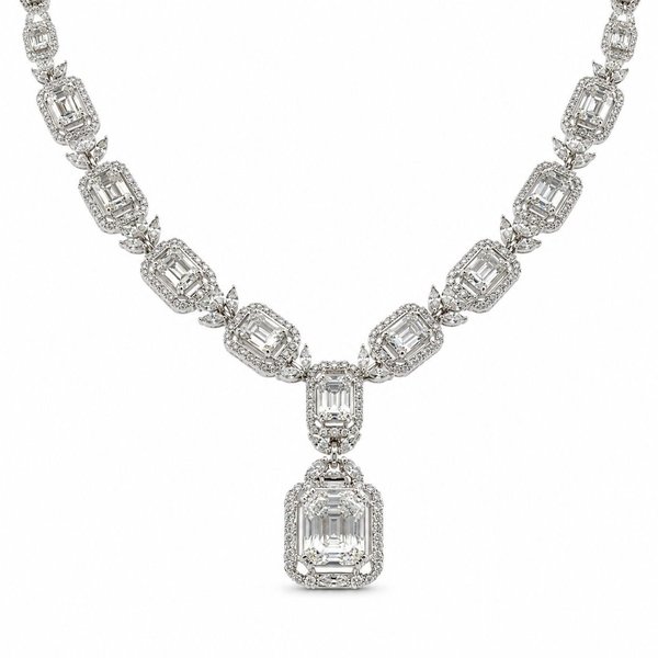 Colar Baguete em Ouro Branco 18k