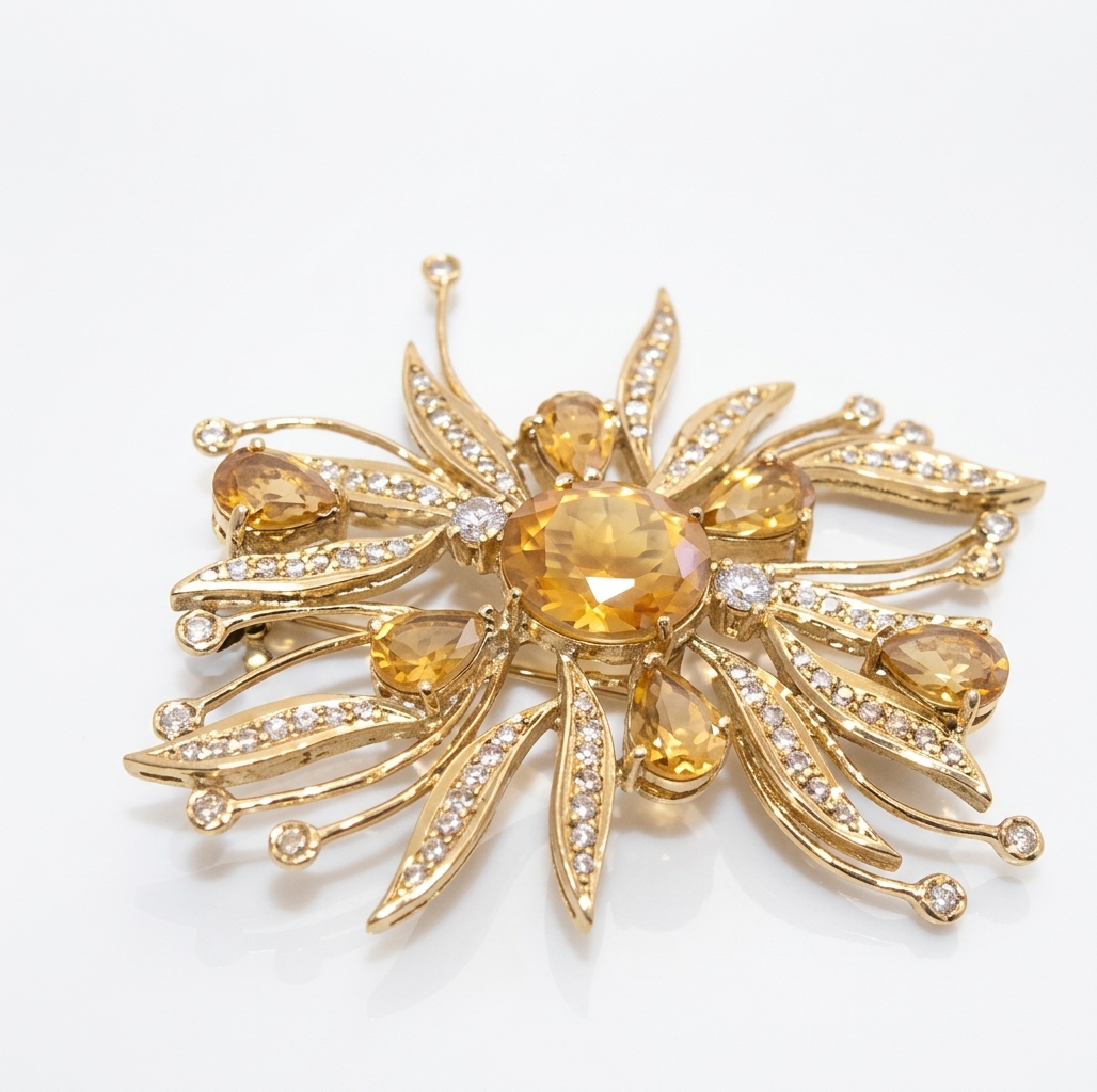Pingentes em Ouro Amarelo 18k com Diamante e Citrino